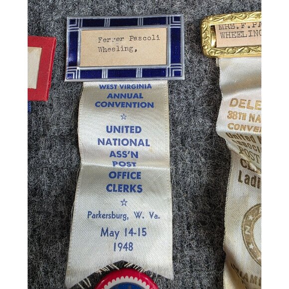 Vintage Postal Clerks And Auxiliary Delegate Ribbons Lot Of 12 Convention Badges - Picture 4 of 10